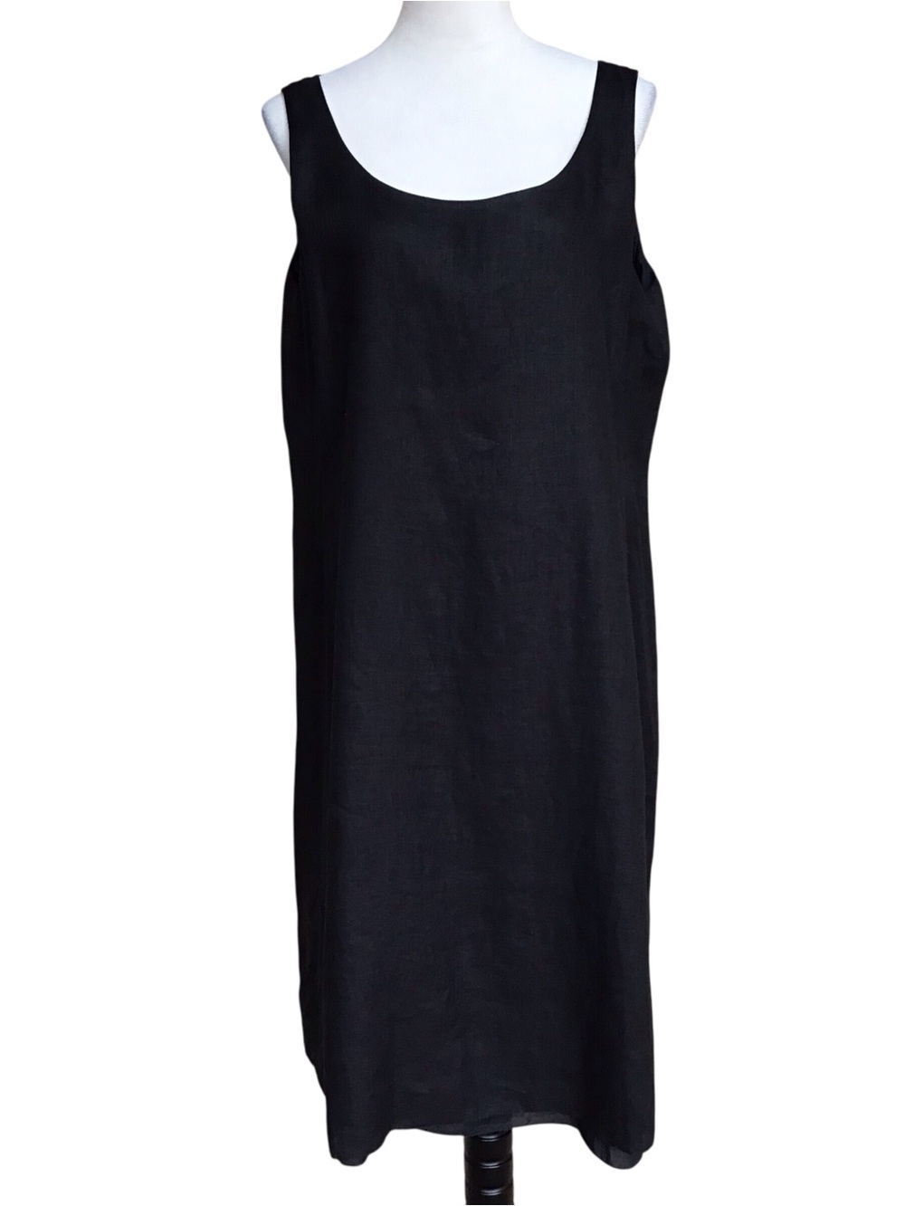 Eileen Fisher Irish Linen Sleeveless Midi Dress in Black
